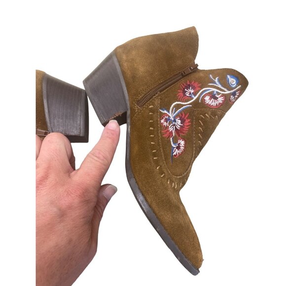 Women’s Carlos VIVIEN brown leather suede bootie size 7.5M SKU 1151 - Picture 7 of 10